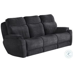 Show Stopper Charcoal Reclining Sofa with Power Headrest