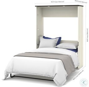 Lumina White Chocolate Full Wall Bed with Desk and 2 Storage Units