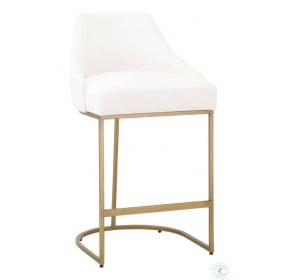 Parissa LiveSmart Peyton Pearl And Brushed Gold Counter Height Stool Set Of 2