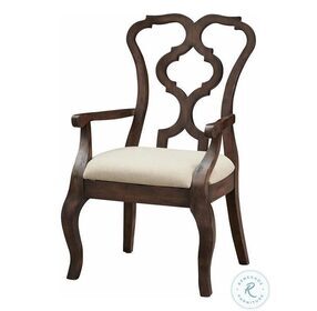 Chateau Darker Brown Tones Upholstered Arm Chair Set Of 2