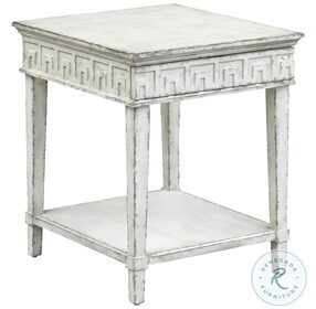 Athens White With Charcoal Rub One Drawer End Table