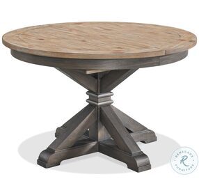 Harper Snowy Desert And Matte Black Extendable Round Dining Table
