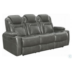 Korbach Charcoal Power Reclining Sofa With Power Headrest