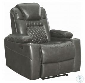 Korbach Charcoal Power Recliner With Power Headrest