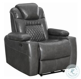 Korbach Charcoal Power Recliner With Power Headrest