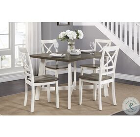 Troy Antique White And Cherry 5 Piece Dining Set