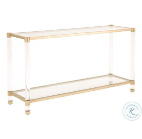 Nouveau Clear And Brushed Brass Console Table