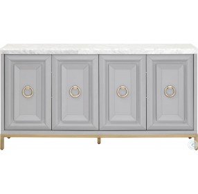 Azure Carrera Traditions Dove Gray White Brushed Gold Media Sideboard