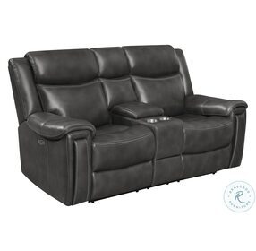 Shallowford Hand Rubbed Charcoal Power Reclining Console Loveseat With Power Headrest