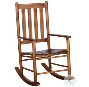 Annie Golden Brown Slat Back Wooden Rocking Chair