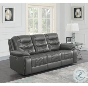 Flamenco Charcoal Power Reclining Sofa With Drop Down Table