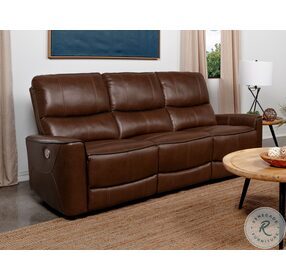 Greenfield Saddle Brown Power Reclining Sofa