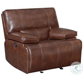 Southwick Saddle Brown Leather Glider Power Recliner