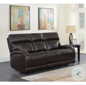 Longport Dark Brown Power Reclining Leather Sofa