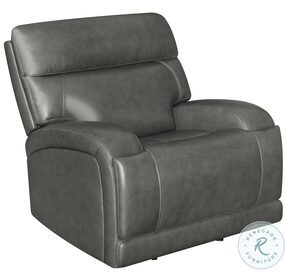 Longport Charcoal Leather Glider Power Recliner