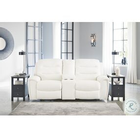 Warlin White Power Reclining Console Loveseat With Adjustable Headrest
