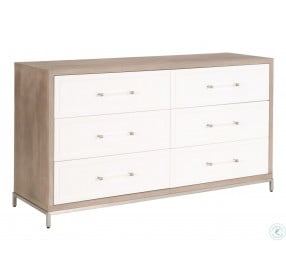 Wrenn Natural Gray And Matte White 6 Drawer Double Dresser
