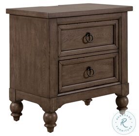 Americana Farmhouse Dusty Taupe 2 Drawer Nightstand with Charging Station