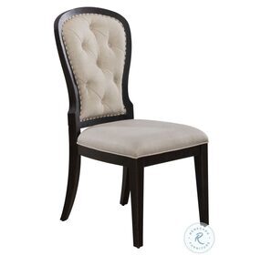 Americana Farmhouse Black Upholstered Tufted Back Side Chair Set of 2