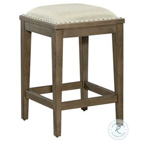Americana Farmhouse Dusty Taupe Upholstered Console Stool