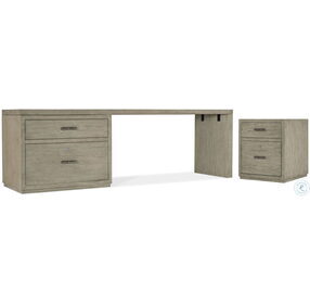 Linville Falls Soft Smoked Gray 96" Home Office Set with Lateral File Cabinet