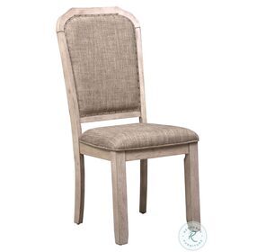 Willow Run Rustic White And Weathered Gray Upholstered Side Chair Set of 2