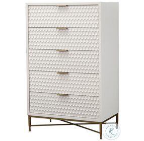 White Pearl 5 Drawer Chest