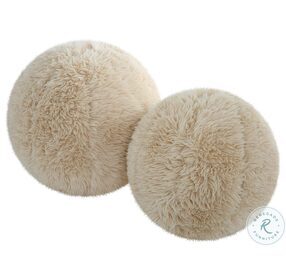 Abide Caramel Faux Sheepskin Ball Pillows Set of 2