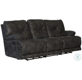 Voyager Slate Power Reclining Sofa With 3 Recliners and Drop Down Table