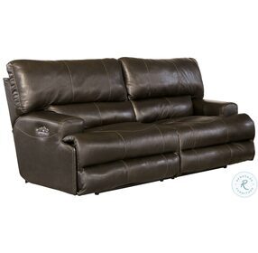 Wembley Steel Leather Power Reclining Lay Flat Sofa with Power Headrest
