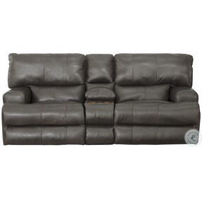 Wembley Steel Lay Flat Power Reclining Console Loveseat with Power Headrest