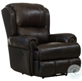 Duncan Chocolate Leather Power Deluxe Lay Flat Recliner