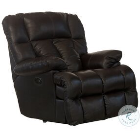 Victor Chocolate Leather Power Lay Flat Chaise Recliner