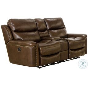 Ceretti Brown Power Reclining Console Loveseat