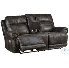 Grearview Charcoal Power Reclining Console Loveseat With Adjustable Headrest