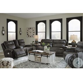 Grearview Charcoal Power Reclining Living Room Set With Adjustable Headrest