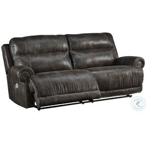 Grearview Charcoal Power Reclining Sofa With Adjustable Headrest
