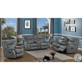 Conrad Gray Reclining Living Room Set With Drop Down Table