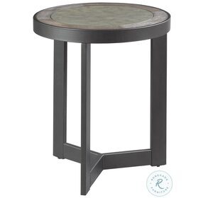 Graystone Rustic Dark Oak And Wrought Iron Metal Round End Table
