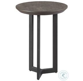 Graystone Rustic Dark Oak And Wrought Iron Metal Round Chairside Table