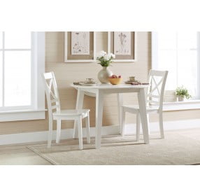Simplicity Paperwhite Round Drop Leaf Dining Room Set