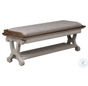 Farmhouse Reimagined Antique White And Chestnut Bed Bench