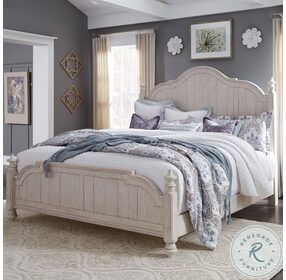 Farmhouse Reimagined Antique White And Chestnut Queen Poster Bed