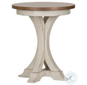Farmhouse Reimagined Antique White And Chestnut Round Chairside Table