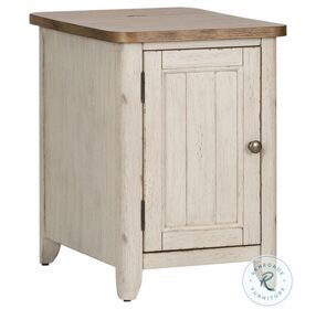 Farmhouse Reimagined Antique White And Chestnut Chairside Table