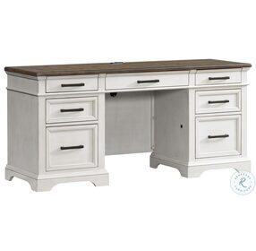 Drake Home Office Rustic White and French Oak 66" Credenza