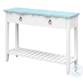 Yasha Boardwalk White And Bluish Green 2 Drawer Console Table