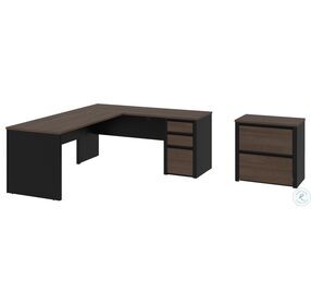 Connexion Antigua And Black 2 Piece L Shaped Desk And Lateral File Cabinet
