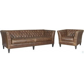Curated Duncan Sheridan Chestnut Leather Living Room Set