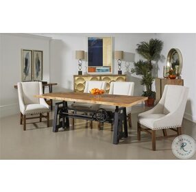 Sunny Del Sol Brown Adjustable Height Crank Dining Room Set with Medium Brown Dining Chair